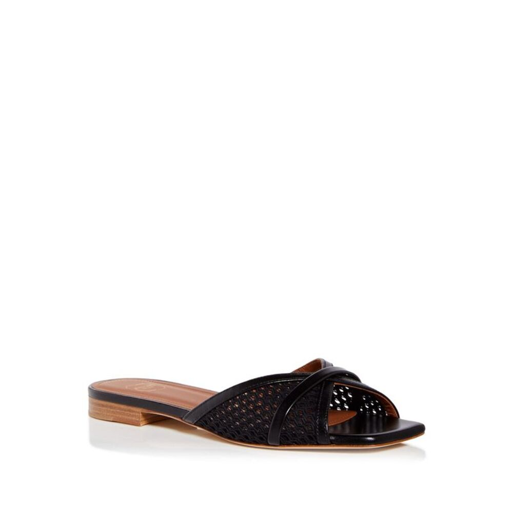 MALONE SOULIERS Womens Black Perla Toe Slip On Slide Sandals Shoes 38.5